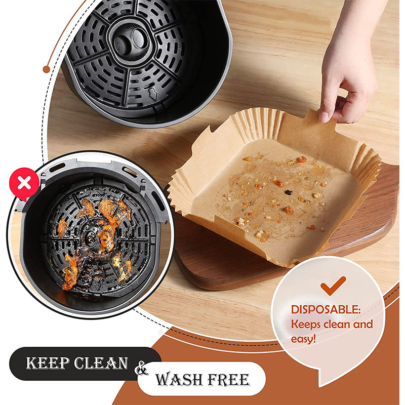 Air Fryer Disposable Paper Liner Square Non-stick Parchment Paper for Air Fryer Baking Roasting Microwave Unbleached Oil-proof Parchment Paper