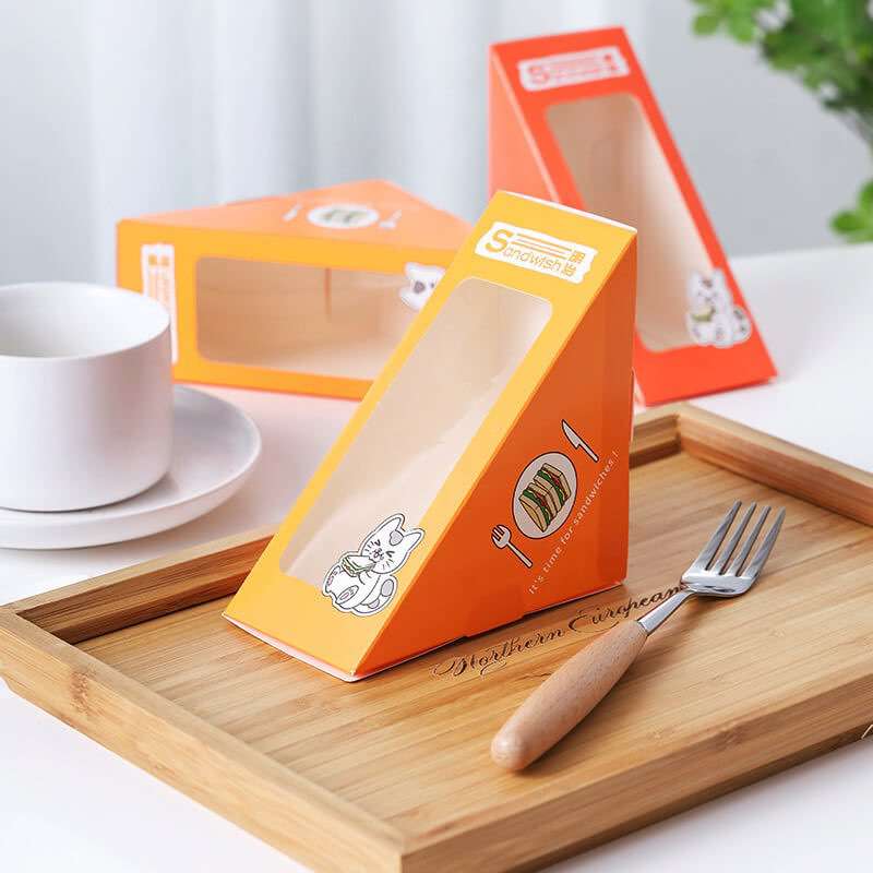 Wholesale Sandwich Packaging Box Disposable with Window Triangle Sandwich Containers Custom