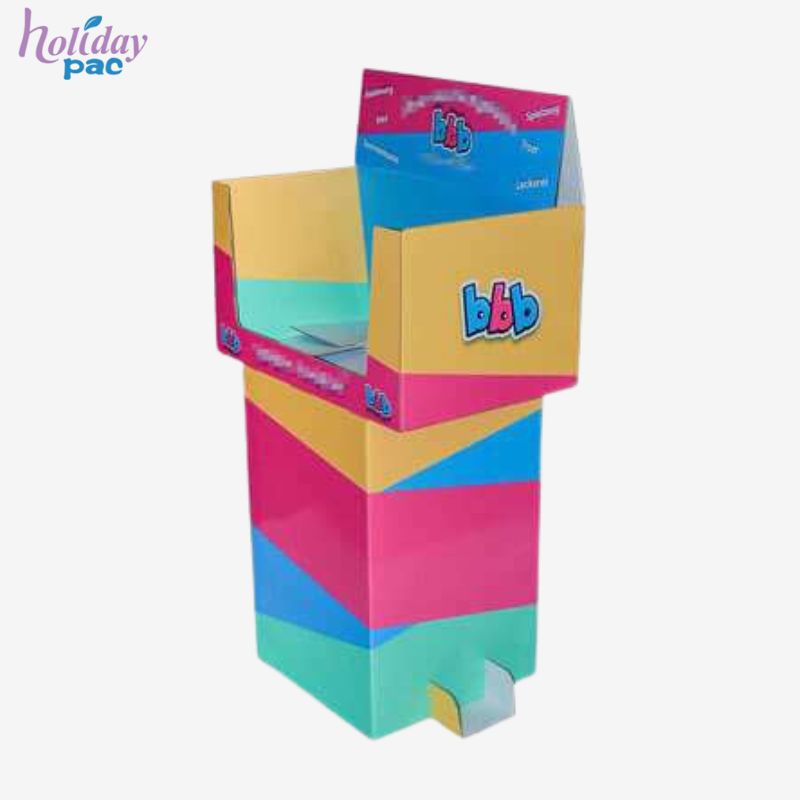 Holidaypac colorful cardboard dump bin with open top and header