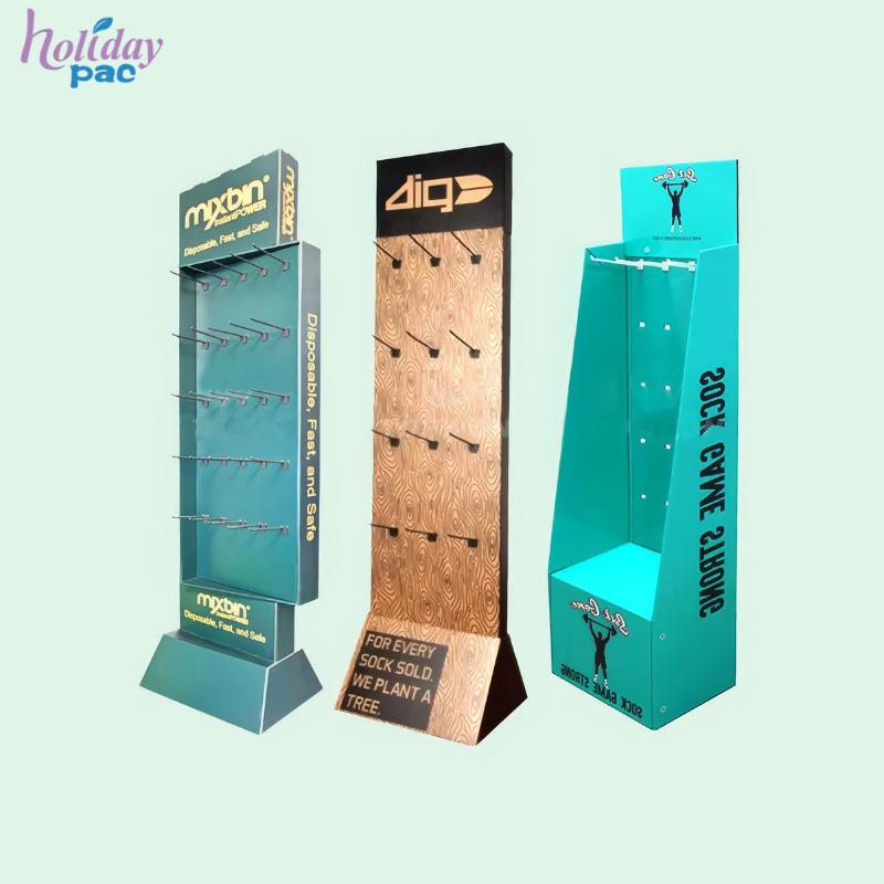 Holidaypac freestanding cardboard pegboard and hook display designs