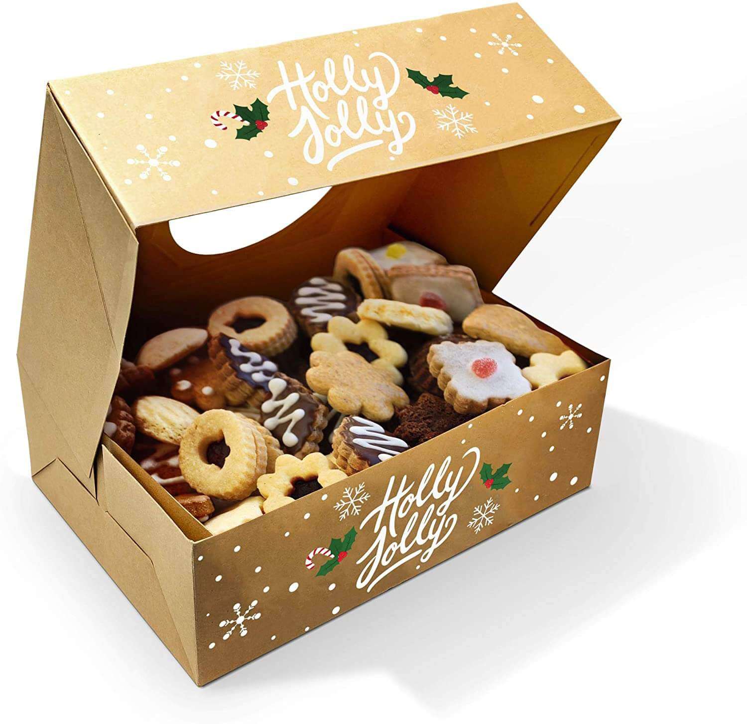 Christmas Cookie Boxes Bulk 12 Pack Kraft Large Holiday Christmas 