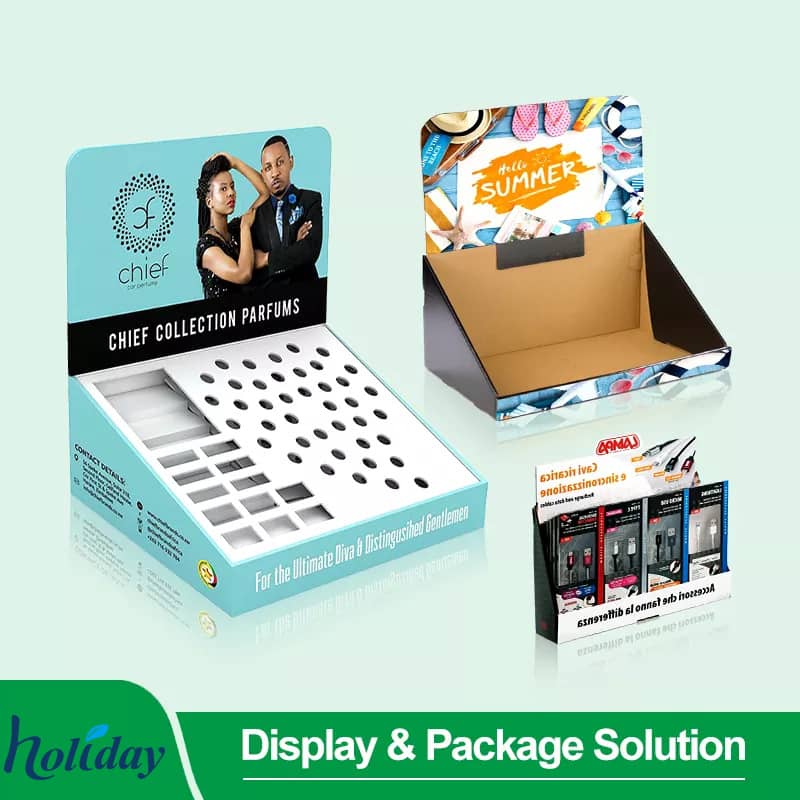 Custom Retail Store Carton Counter Top Display Box Unit Paper Makeup Rack Cardboard Eyelash Cosmetic Counter Display Stand