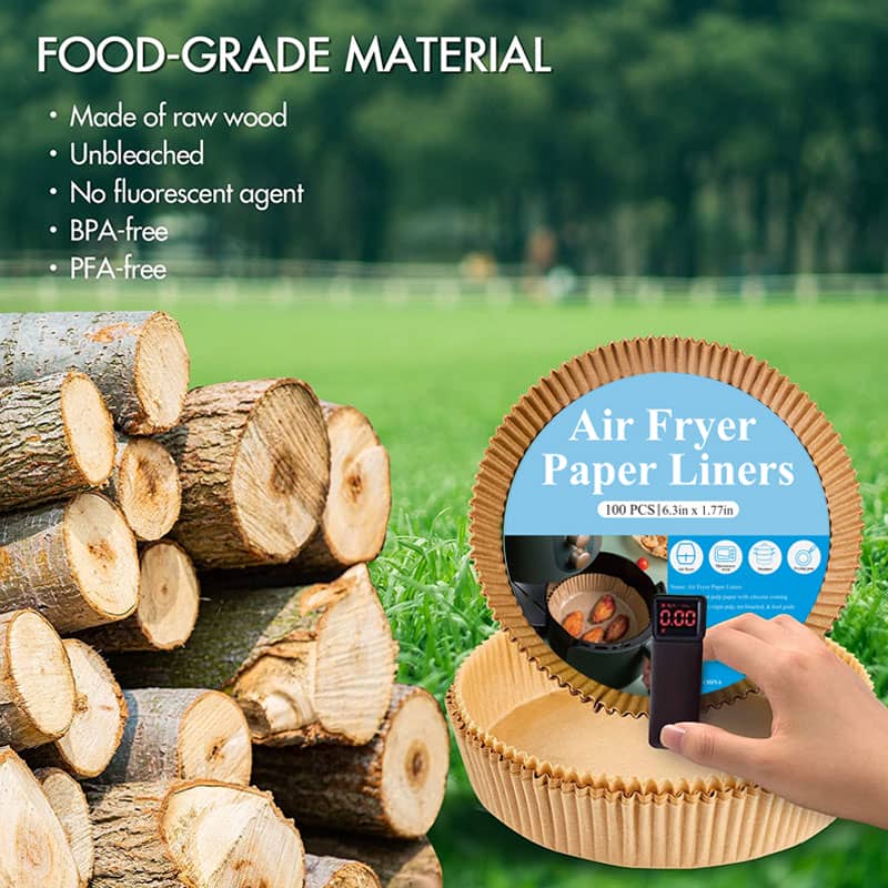 Food Grade Air Fryer Disposable Paper Liner Non-Stick Oil-Proof Water-Proof Parchment Paper Liners