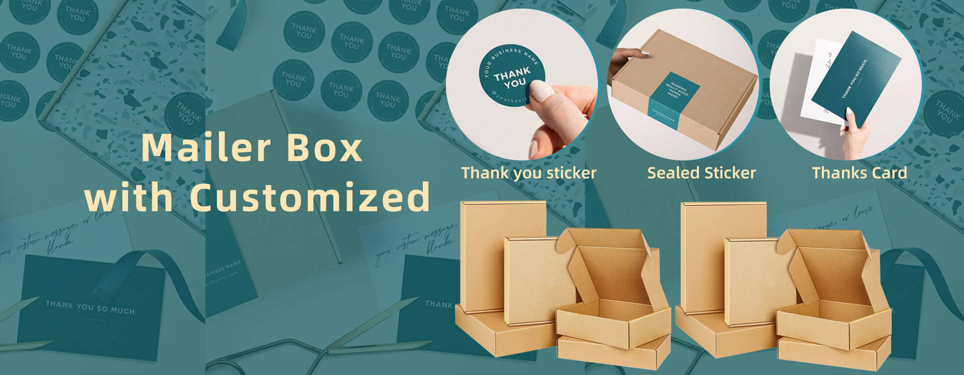 Ready to Ship Mailer Box With Customized Thank You Card Thank You Sticker Thank You Label