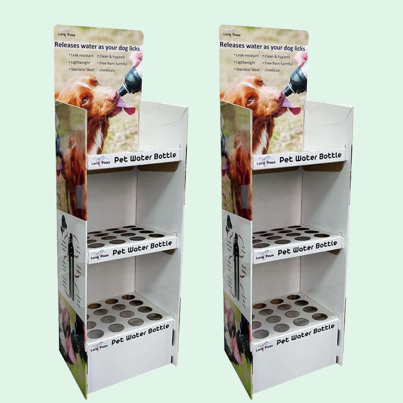 Customized Water Bottle Cardboard Floor Display Stand for Retail Store