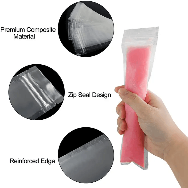 Holidaypac 10/20/50/100pcs Ice Popsicle Bags,Clear Disposable Ice Pops Mold Bags With Zip,BPA Free Freezer Tubes For Snack Yogurt Sticks Household Self-Sealing Disposable Ice-Making Bag