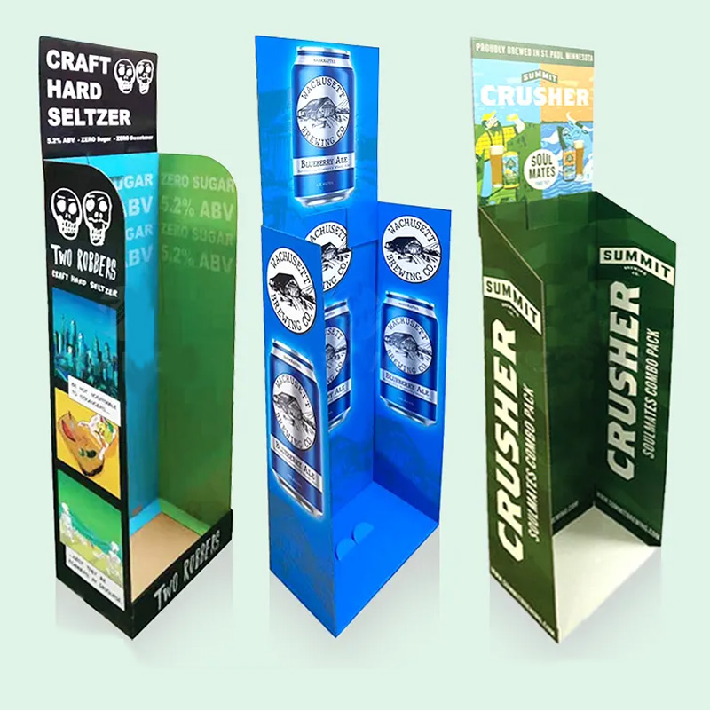 Custom Supermarket Corrugated Case Stackers Cardboard Floor Display Stand Beer/Wine/Drinks/Water Display Racks