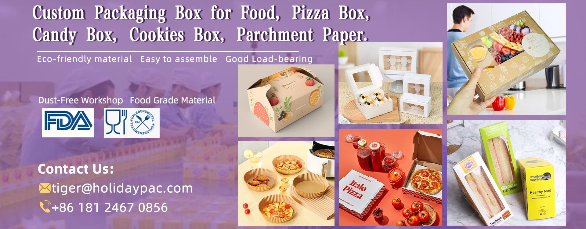 Custom Packaging Box for Food Pizza BoxCandy Box Cookies Box Parchment Paper