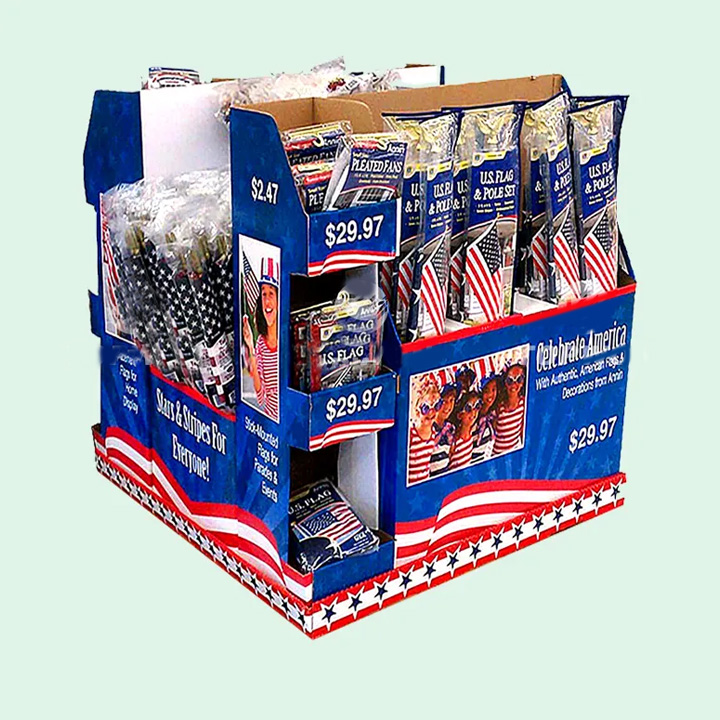 High Quality Supermarket Pallet Display Cardboard Floor Display Stand Food Snack T shirt Stationery Pallet Display Stand