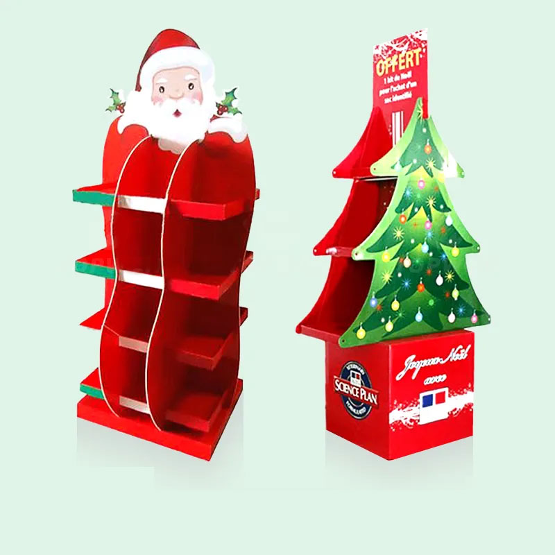 Hot Sale Christmas Festival Promotional Product Display Rack Cardboard Floor Display Stand Gift Christmas Tree Display Stand