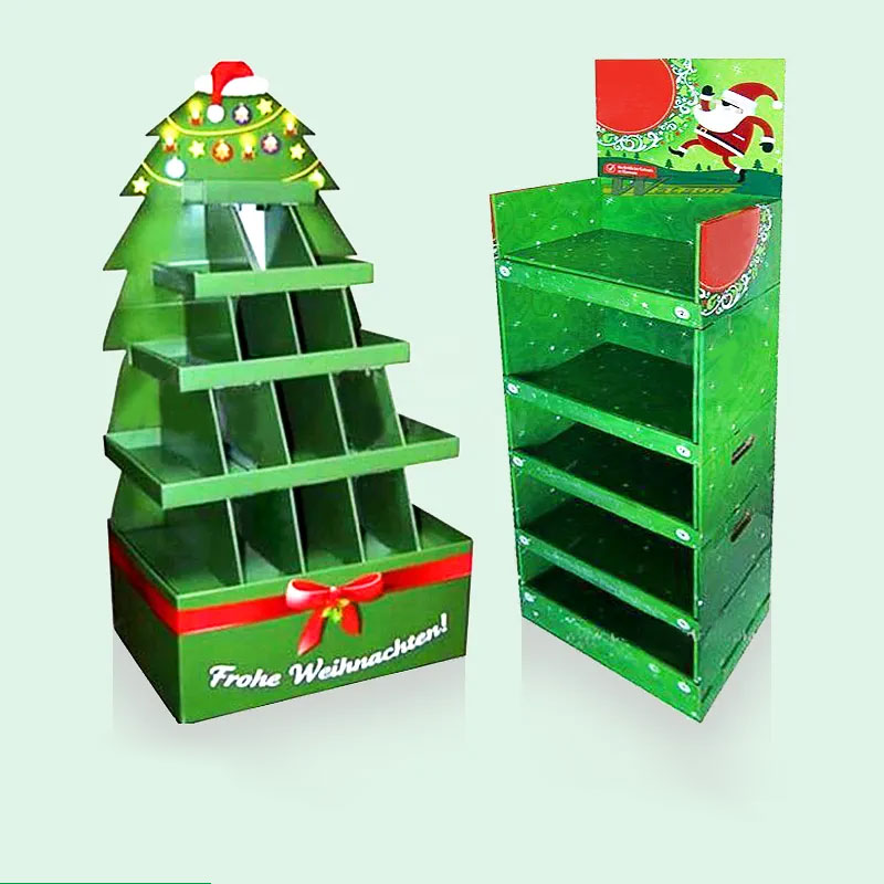 Hot Sale Christmas Festival Promotional Product Display Rack Cardboard Floor Display Stand Gift Christmas Tree Display Stand