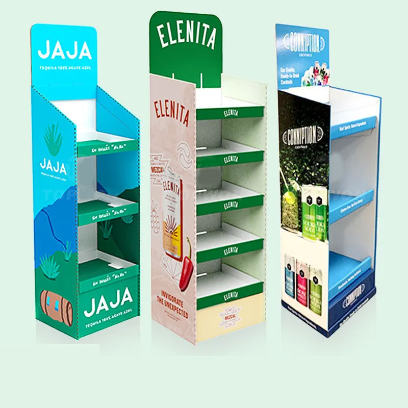 High Quality Supermarket Floor Display Stand Cardboard Pop Up Display Shelve Cosmetic Drink Food Display Stand