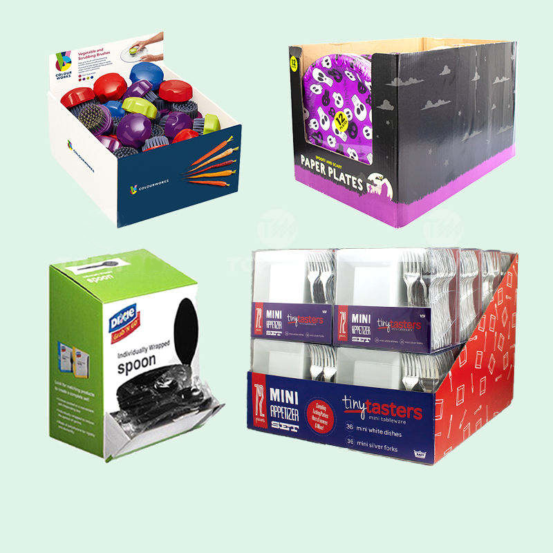 High Quality Supermarket Retail Display Packaging Box Cardboard Pdq Display Box Food Makeup Gravity Display Box