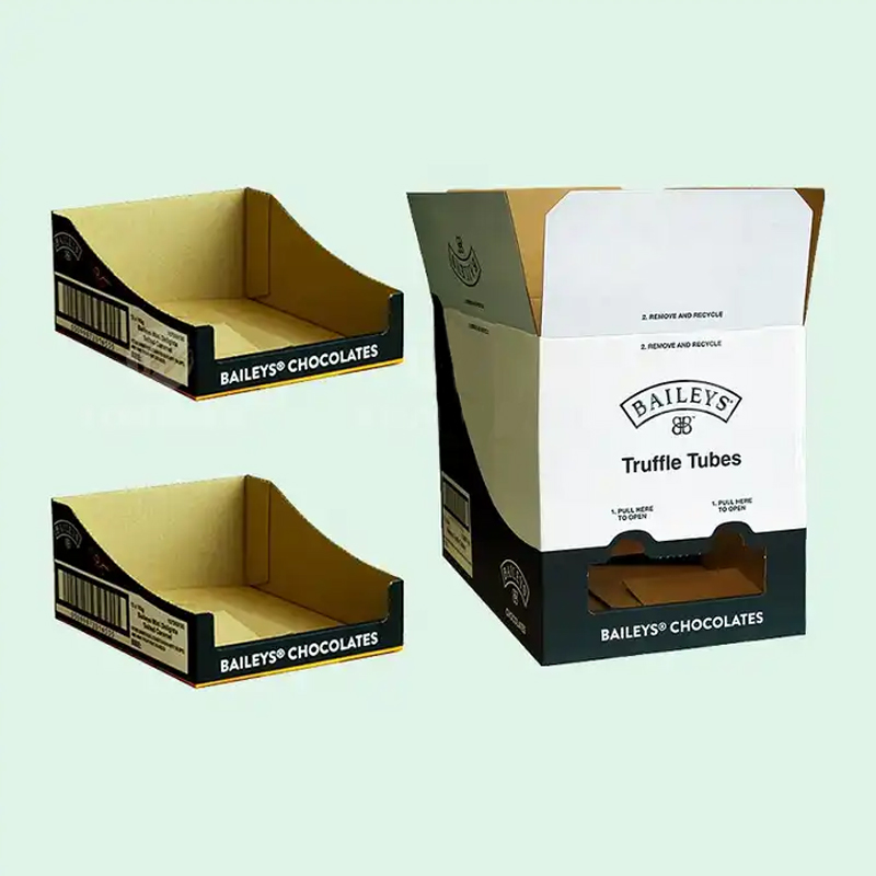 Custom Supermarket Retail Display Box Packaging Cardboard Pdq Counter Display Box Chocolate Candy Snack Tear Paper Display Box
