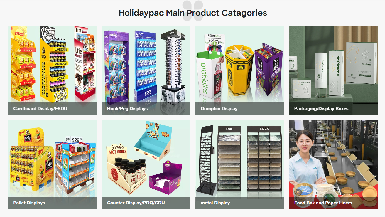 Holidaypac main product catagories