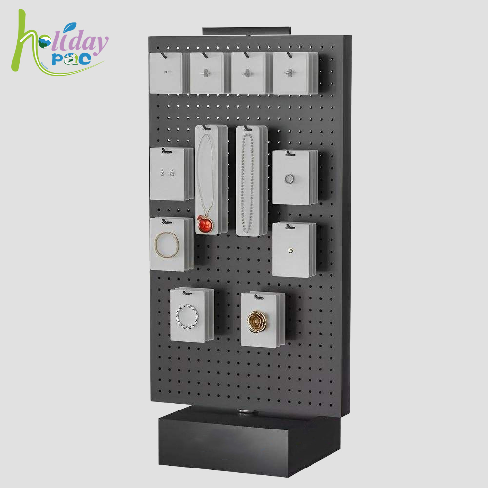 Metal Pegboard Rotating Display Stand with Hooks 2 Sided for Retail