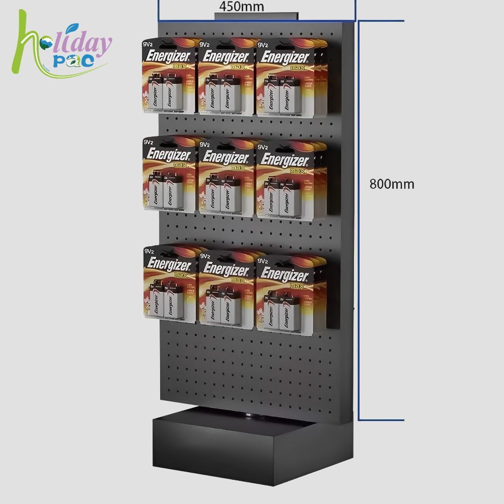 Metal Pegboard Rotating Display Stand with Hooks 2 Sided for Retail