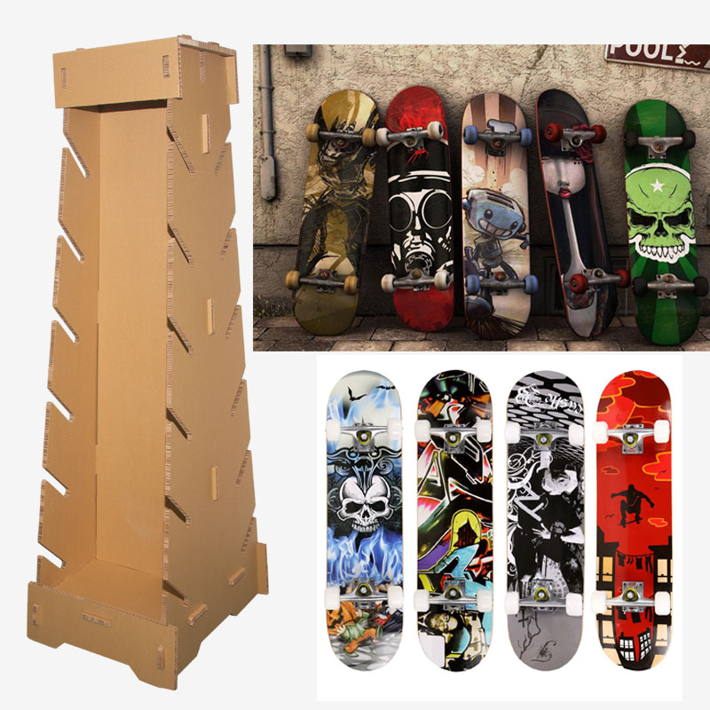 Honeycomb cardboard display stand for  skateboards