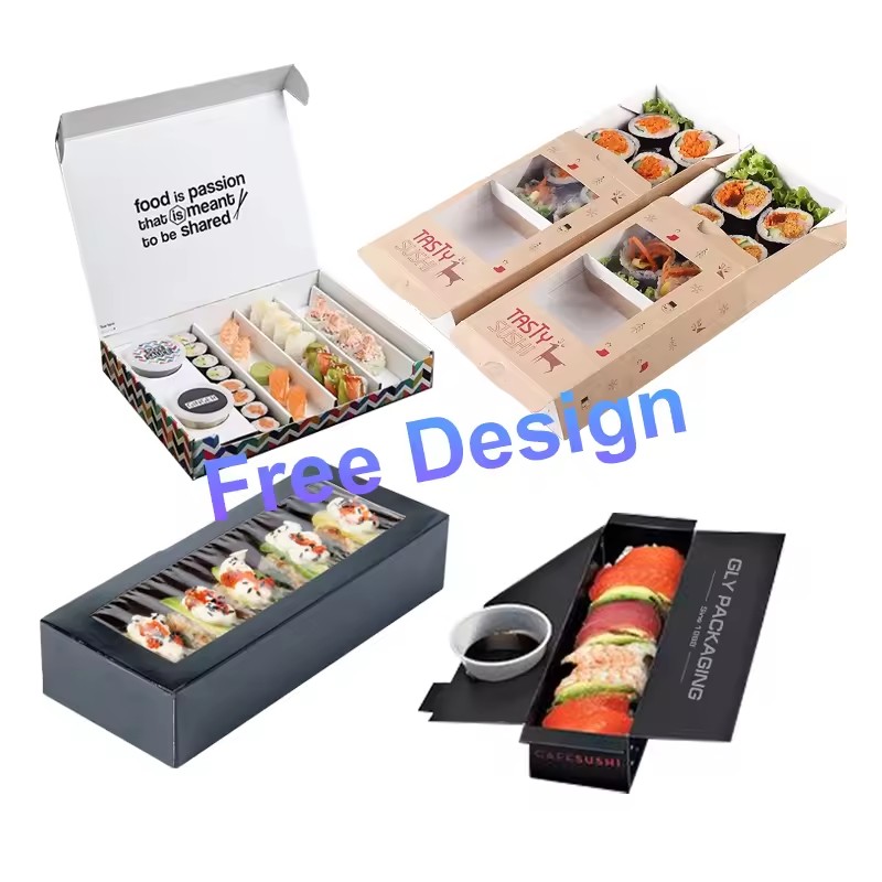 Customized Printing High Quality Food Grade Disposable  Paper Sushi Box