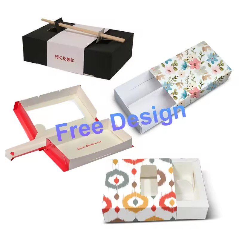 Customized Printing High Quality Food Grade Disposable  Paper Sushi Box