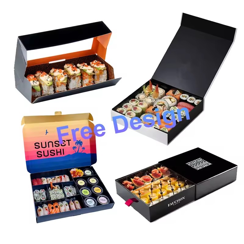 Customized Printing High Quality Food Grade Disposable  Paper Sushi Box