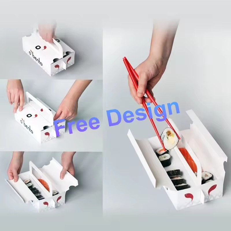 Customized Printing High Quality Food Grade Disposable  Paper Sushi Box