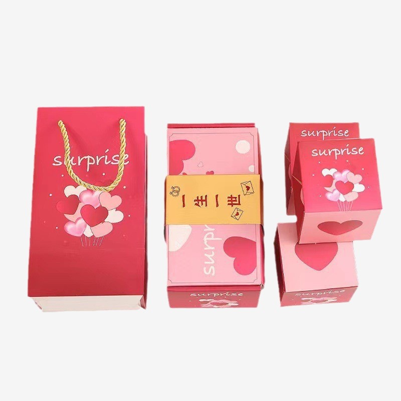 Pink Folding Explosion Bounce Red Envelopes Box for Birthdays