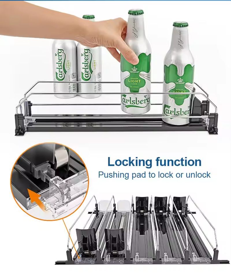 Bottle Drink Shelf Pusher Glide Tray