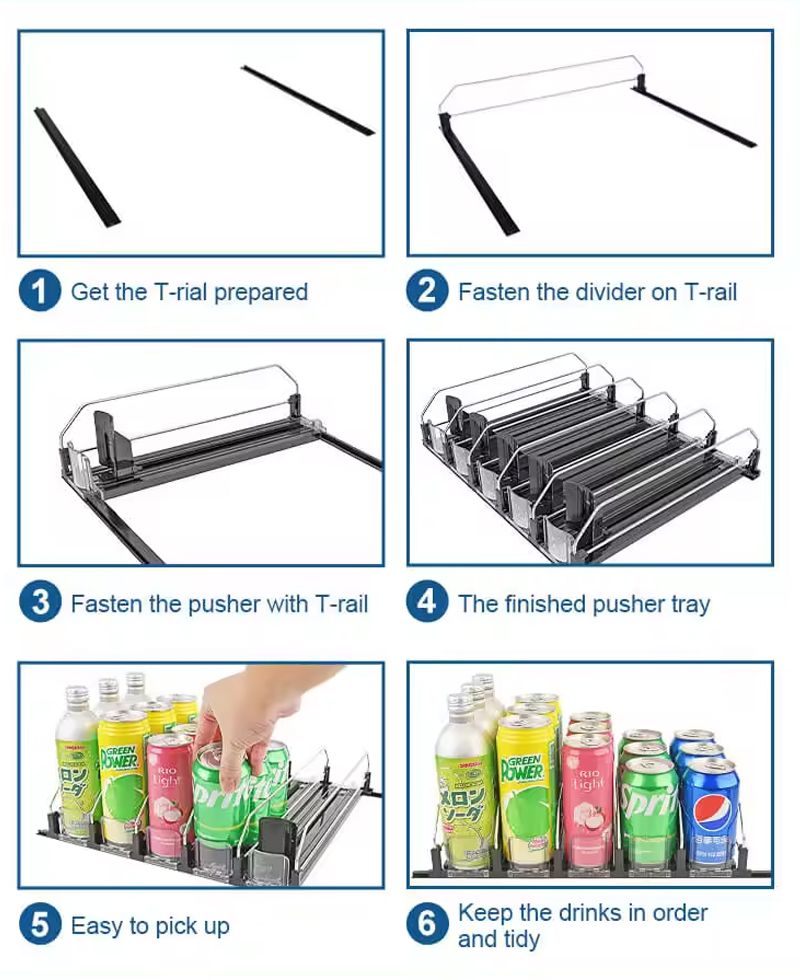 Bottle Drink Shelf Pusher Glide Tray