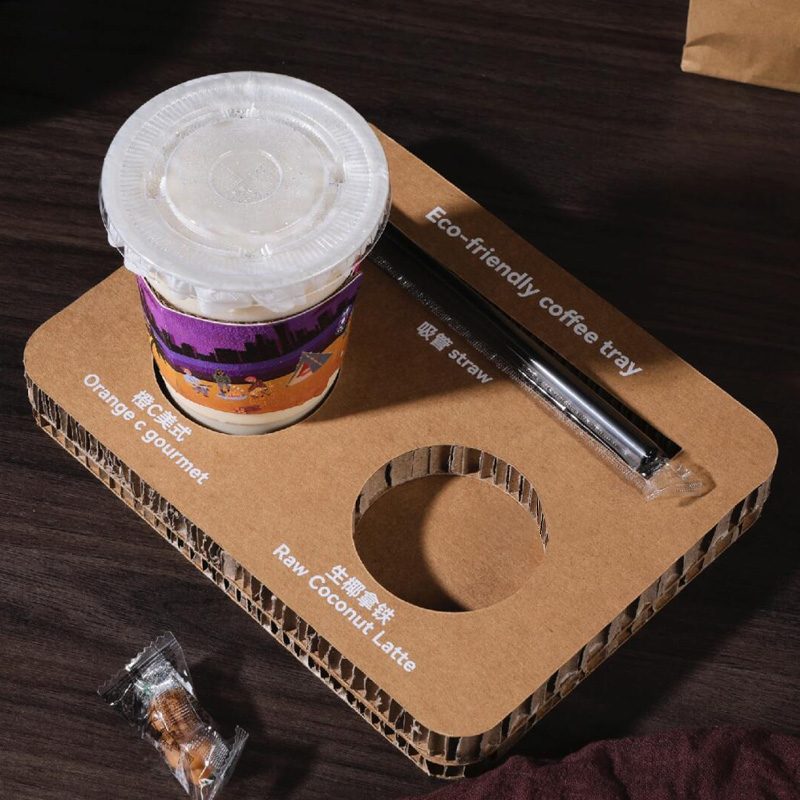 Thickened Honeycomb Paperboard Coffee Tray with Insert