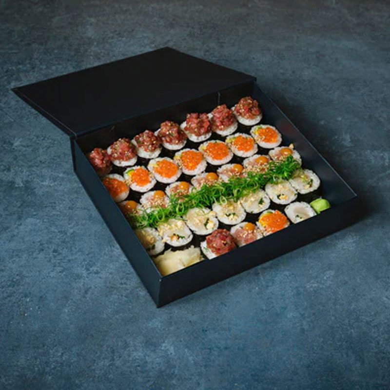 Customized Delivery Sushi Bento Magnetic Paper Box with Insert for Sauce Cups -Holidaypac