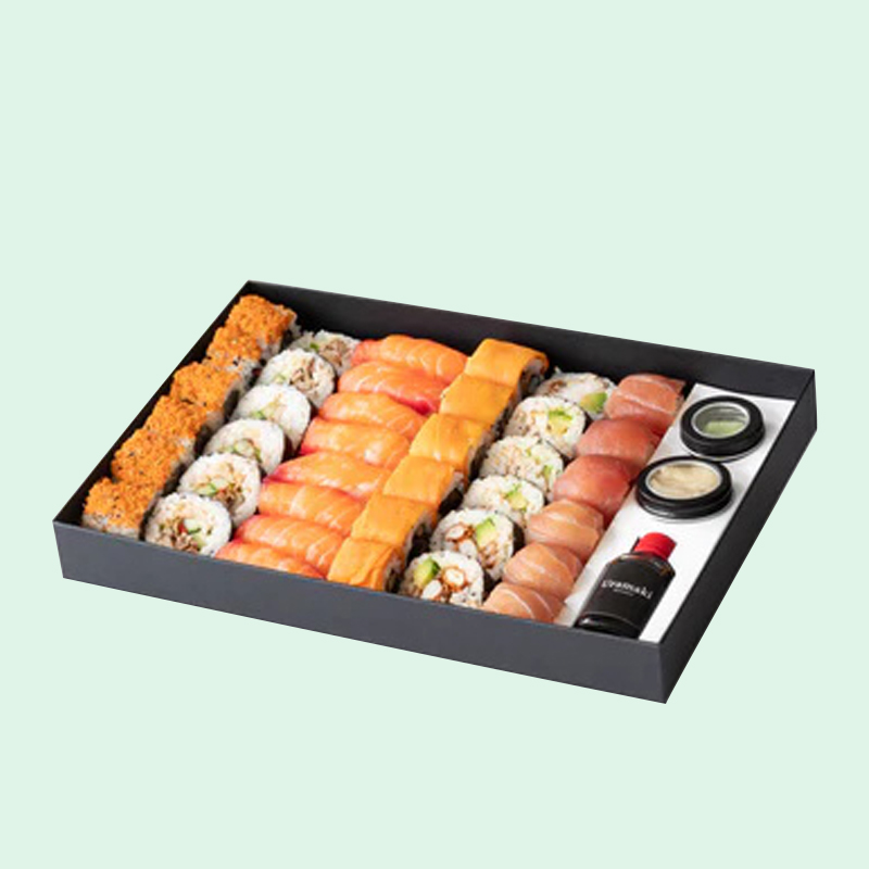 Customized Delivery Sushi Bento Magnetic Paper Box with Insert for Sauce Cups -Holidaypac