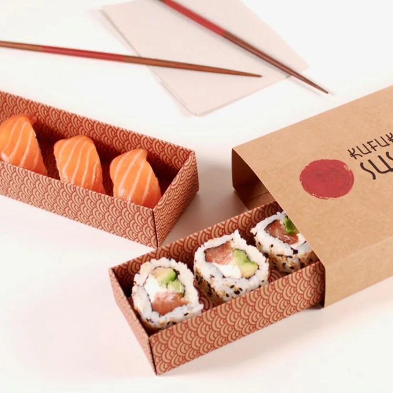 Custom Drawer Takeout Japanese Food Sushi Kraft Boxes - Holidaypac