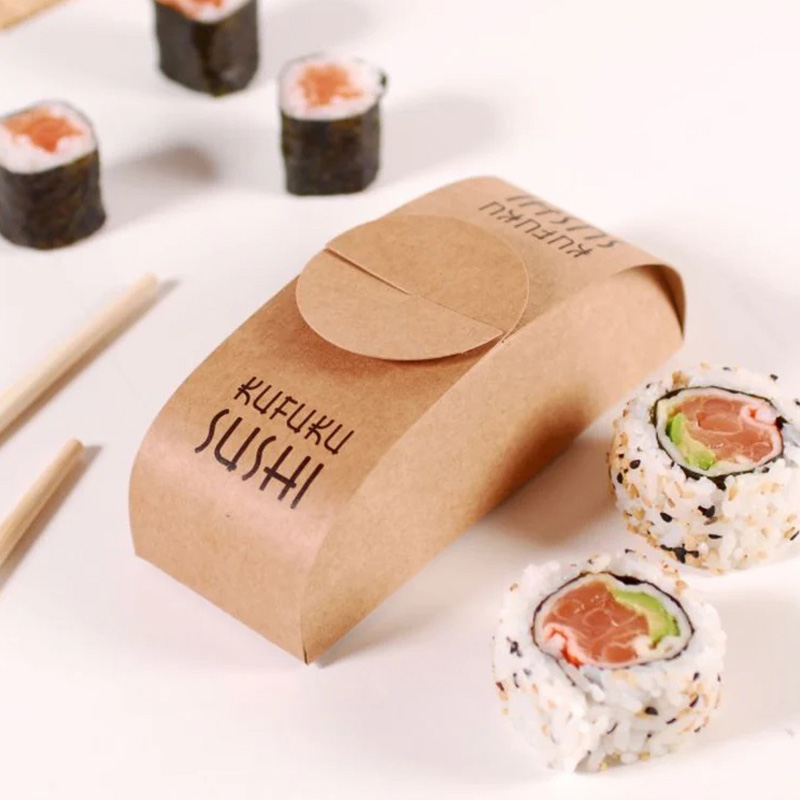 OEM Take Away Sushi Bento Biodegradable Kraft Paper Boxes with Handle - Holidaypac