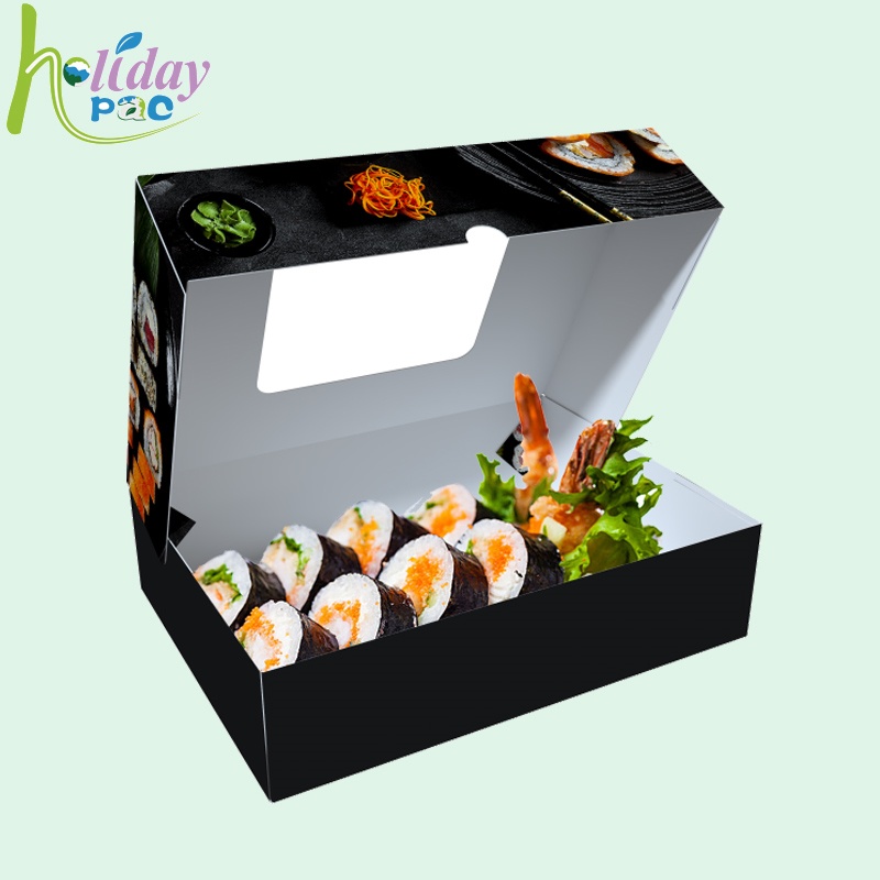 Custom Food Takeaway Sushi Paper Box with Window