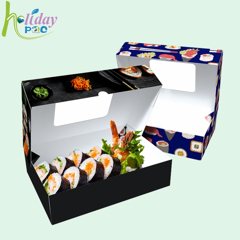 Custom Food Takeaway Sushi Paper Box with Window