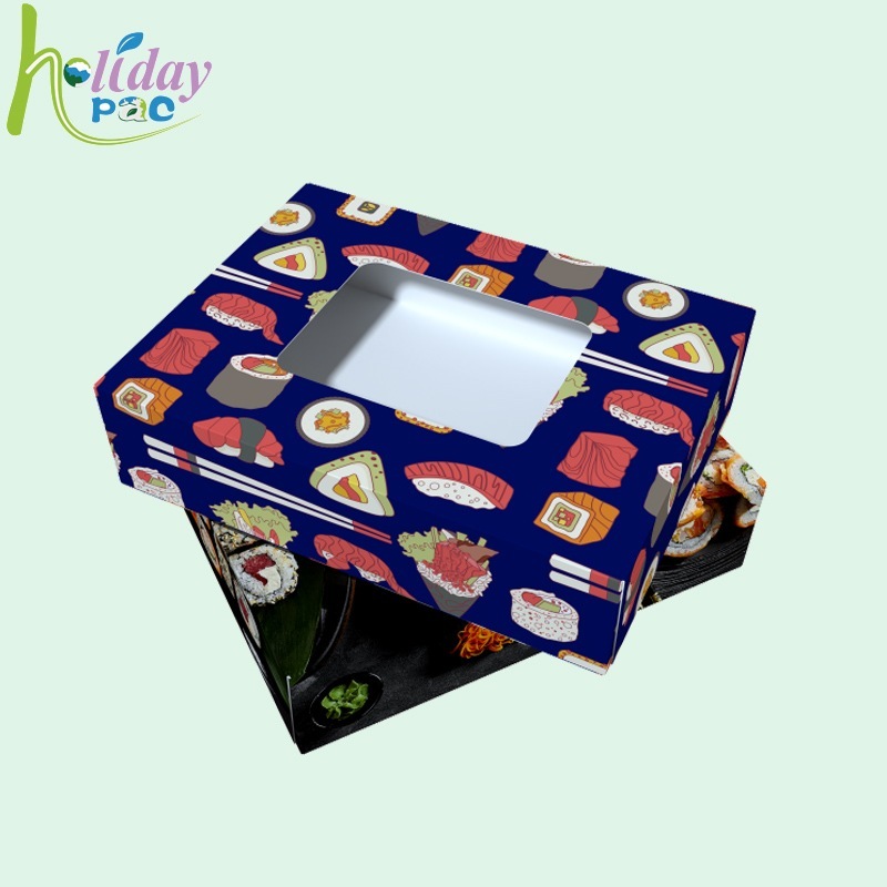 Custom Food Takeaway Sushi Paper Box with Window