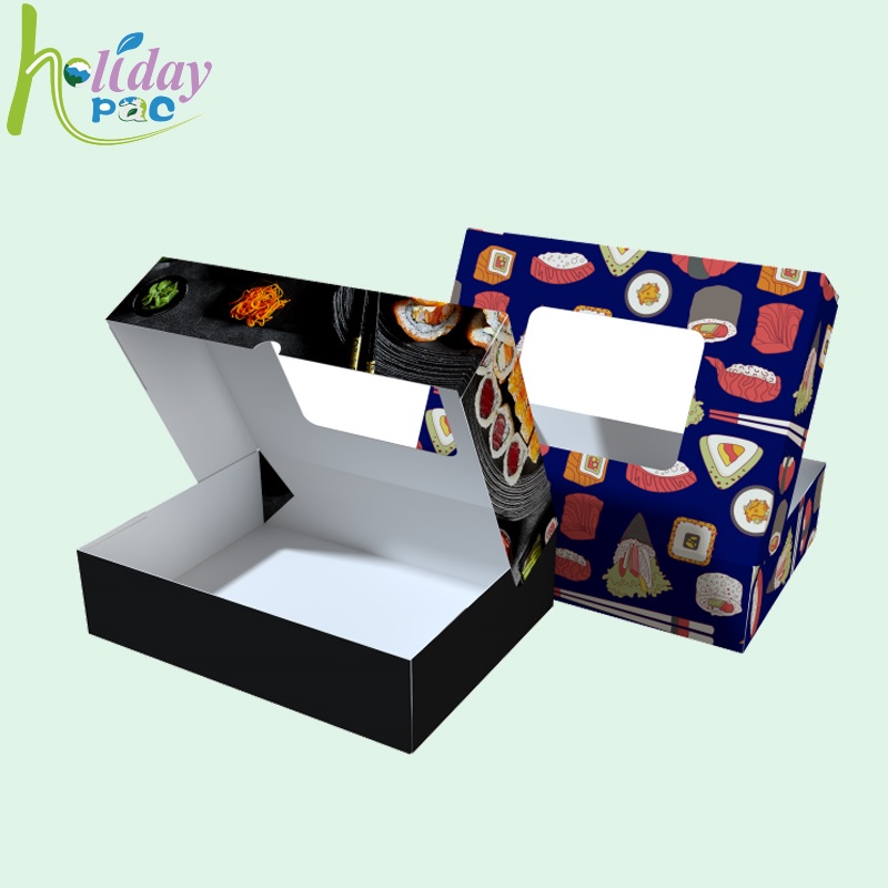 Custom Food Takeaway Sushi Paper Box with Window