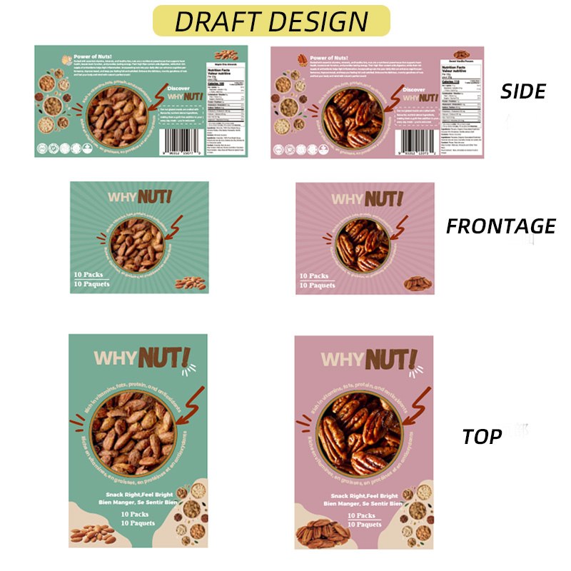 Custom Shelf Ready Packaging with Tear Top & Tuck In Lid for Nut Pouches -Holidaypac