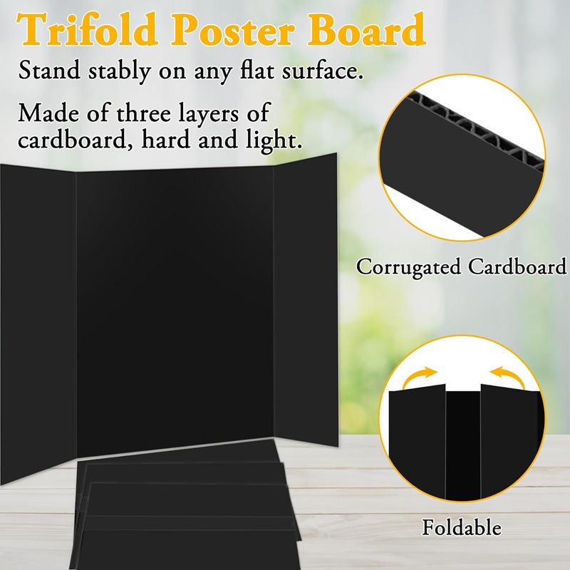 Custom Black Tri Fold Cardboard Poster Presentation Boards