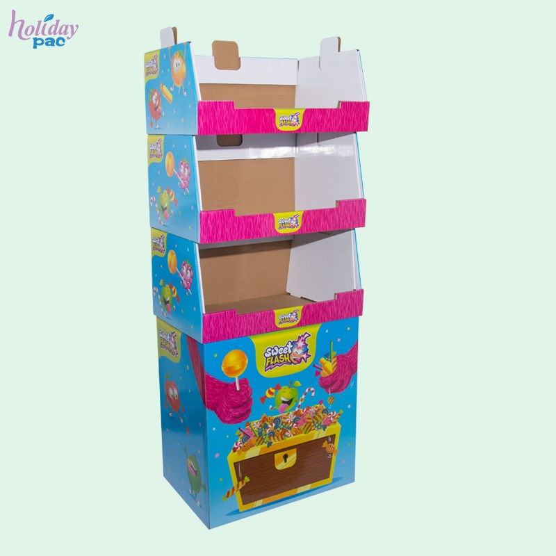 Custom Stackable Cardboard Corrugated Costco PDQ Trays for Candy Snacks -Holidaypac