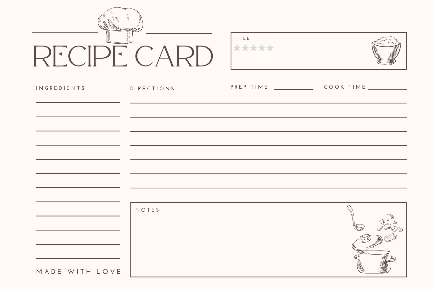 Printable Blank Double Sided Recipe Cards