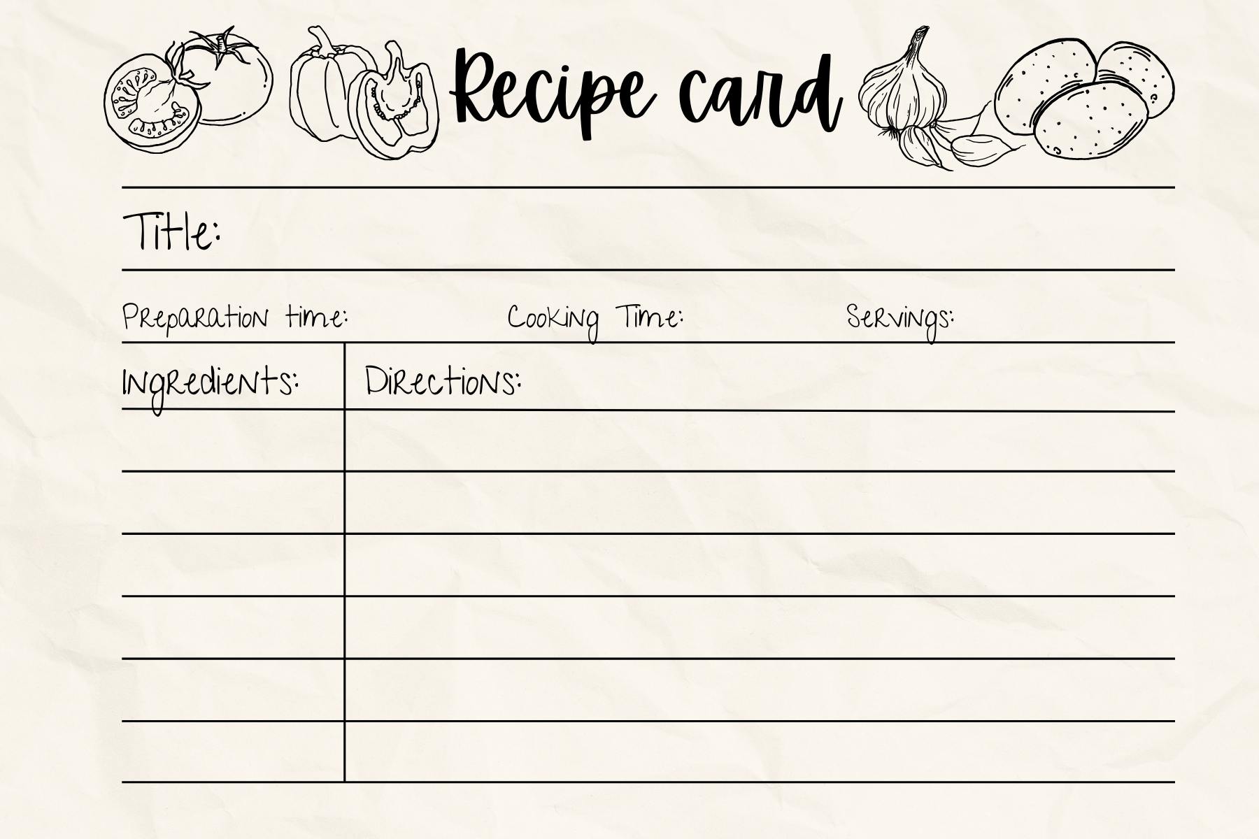 Printable Blank Double Sided Recipe Cards