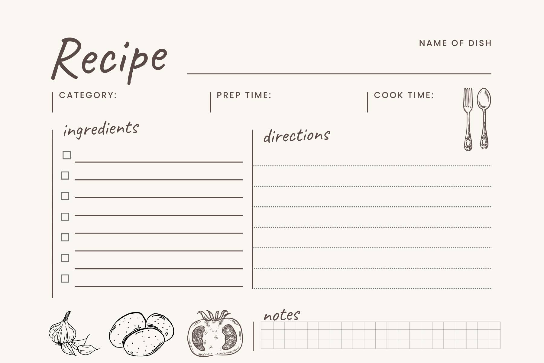 Printable Blank Double Sided Recipe Cards