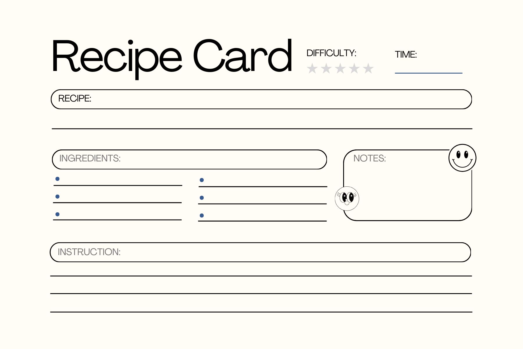 Printable Blank Double Sided Recipe Cards