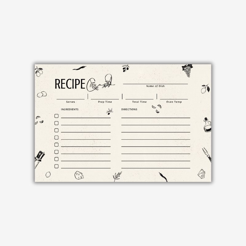 Printable Blank Double Sided Recipe Cards