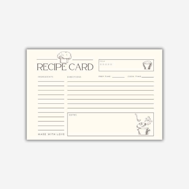 Printable Blank Double Sided Recipe Cards