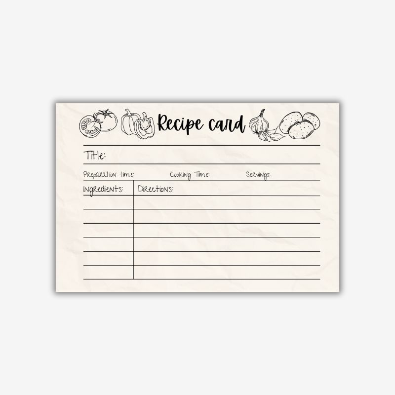 Printable Blank Double Sided Recipe Cards