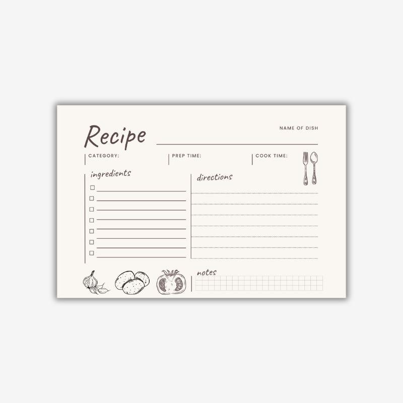 Printable Blank Double Sided Recipe Cards