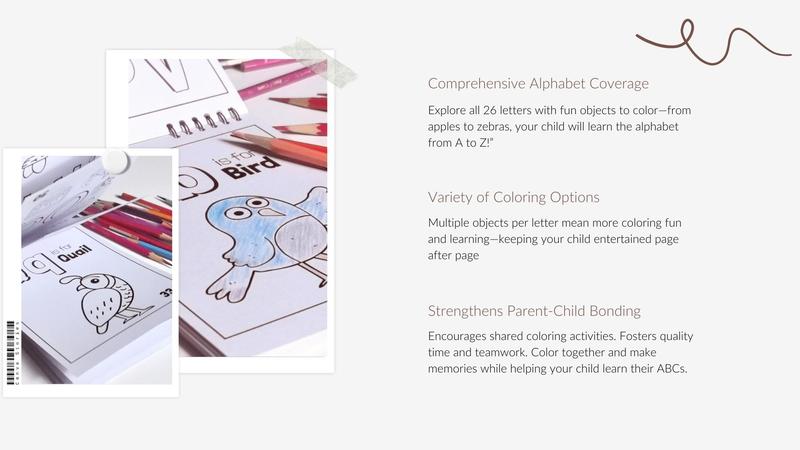 Custom Alphabet Coloring Book with Top-bound Spiral for Toddlers